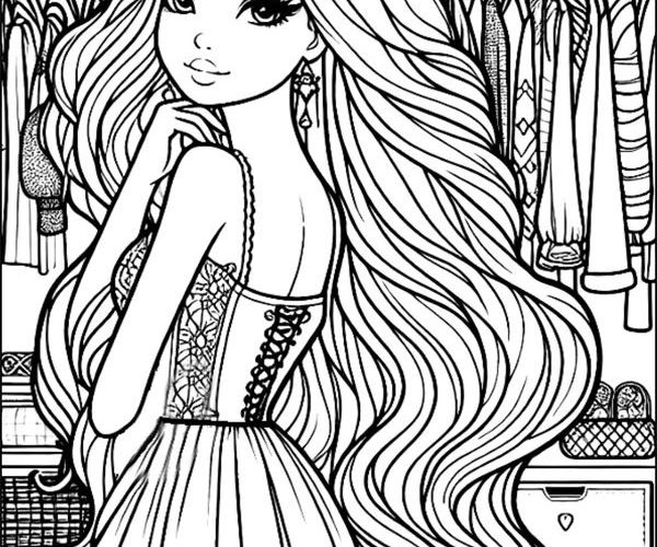Gardıroptan Giyinen En İyi Model Barbie Boyama Sayfası