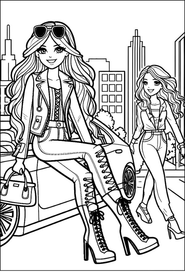 Top Model ve En İyi Arkadaşı Boyama Sayfası
